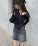 Dinto Muffler Unbalance Cardigan Set
