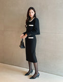 Royel color matching tweed H-line skirt