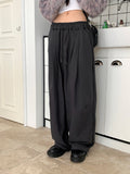 Clip string banding pin tuck long wide slacks