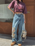 muse wide damage denim pants