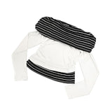 Unen Stripe Color Matching Off-Shoulder