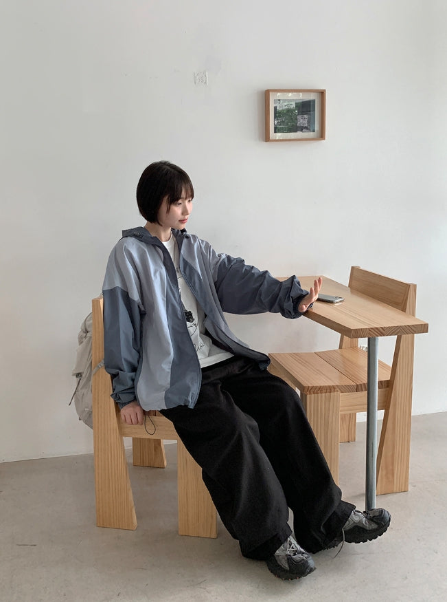 【BAON】[unisex] Netijyu String Color Over Hood Wind Jacket BAON (バオン) - [男女兼用]ネティジュストリングカラーオーバー