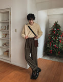 Story peach cotton two tuck pants