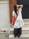 Totomi Dot Shirring Short Sleeve One Piece