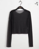 His dot see-through layered inner long sleeve T-shirt