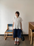 Seputte Shirring Frill Short Sleeve Blouse