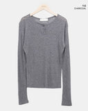 Tenre Layered Tencel Button Long Sleeve T-shirt