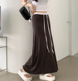 Color Matching Layered Maxi H-line Long Skirt