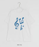 Vile Musical Note Printing Boxy Short Sleeve Tee