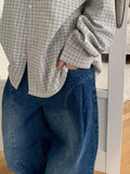 Tele Side Pintuck Wide Denim Pants