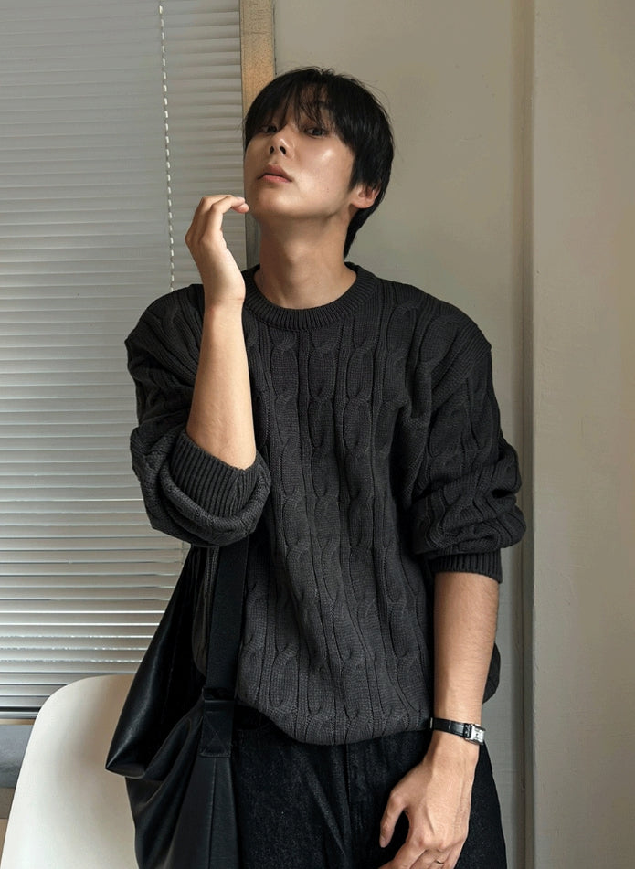 【COSYHARU】Cable Cosyharu Semi-over Knit COSYHARU (コシハル) -ケーブルコシハルセミオーバーニット