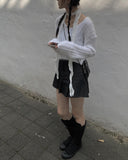 Otsu Angora Ribbed Cropped V-Neck Knit