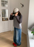 Luaz Washing Wide Denim Pants