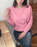 [Wool 10%] Luca Unbalanced Halter Button Wrap Knit