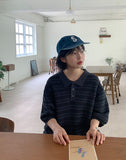 [unisex] Sentez Stripe Boucle Over Short Sleeve Knit