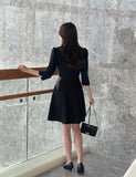 Glyn Notch Square Tweed Flare One Piece Mini