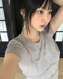 Catin Dot See-through Halter Neck Layered Short Sleeve T-Shirt