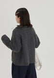 [BAONHAUS] Poriri Boucle Collar Bokashi Wool Cardigan