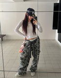 Damaged camo carpenter double knee pants