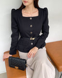 Roche Square Peplum Tweed Jacket