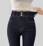 Non-fade 2Button 4Season Span Slim Fit Straight Denim Pants