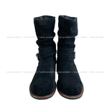 Real suede belt middle boots