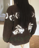 Rowin Rabbit Nordic Brush Fur Round Knit