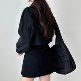 Rotty Crop Jacket Mini Skirt Two Piece Set Skirt