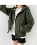 Pile Two-Way Plain Color Hood Zip-Up