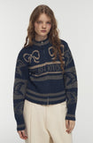 [2-WAY] RIBBON CROP Knit Zip-up