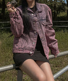 (UNISEX) Kissed washing denim jacket