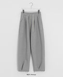 Chop-pit pin-tuck balloon wide banding pants