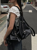Terran Zipper Two Way Leather Big Shoulder Bag