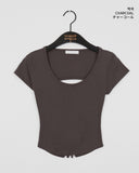 Poonut Back Slit Taping Short-Sleeved T-Shirt