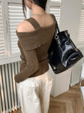 Risher Unbalance One Shoulder Off Square Knit