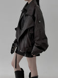 Double-collar leather rider jacket