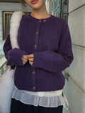 Feature Button Round Wool Knit Cardigan
