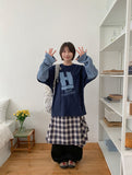Dabiru Check Banding Layered Skirt