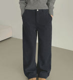 Corduroy Banding Bonding Brushed Loose Bootcut Pants