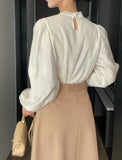 Elle Sequins Silk Satin Tie Blouse