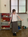 Domuri Ribbon Seersucker Short Sleeve Blouse