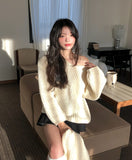 Ciel V-neck Hachi Knit Muffler Set