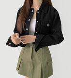 Vintage Washing Pocket Crop Denim Jacket