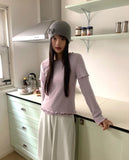 Depin layered two-way angora short-sleeve long-sleeve frilled t-shirt