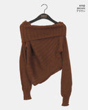 Chetil diagonal ribbed year-end look off-shoulder knit