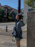 Gradation washing denim hoodie