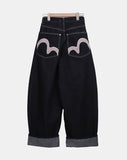 Theron Rolled-up Raw Wide Denim Pants