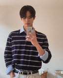 Kesio Multi-Stripe Henley Neck Knit