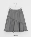 Silk Frill Banding Midi Skirt