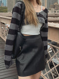 plain eco leather mini skirt
